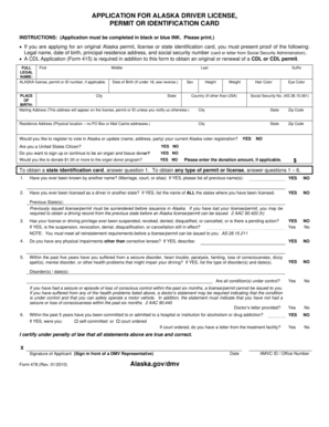 Alaska Driver License Application Form
