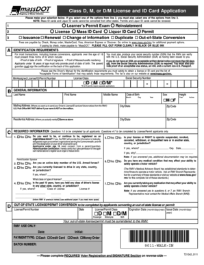 Massachusetts Driver's License and ID Card Application
