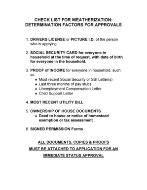 Weatherization Assistance Program Application