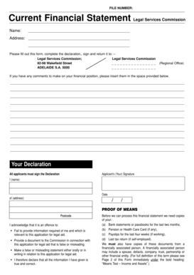 Financial Statement Legal Services Commission