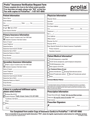 prolia insurance verification form