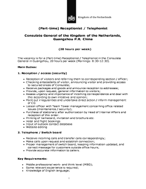 duties of a receptionistpdf form