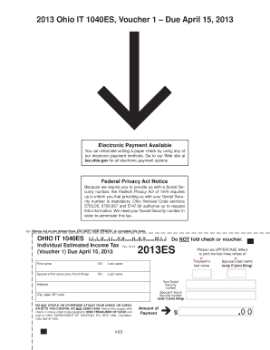Ohio IT 1040ES Estimated Income Tax Voucher