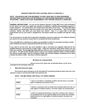 Advance Directive for Natural Death (Living Will)
