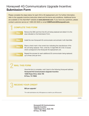 Honeywell 4G Communicators Upgrade Incentive Form