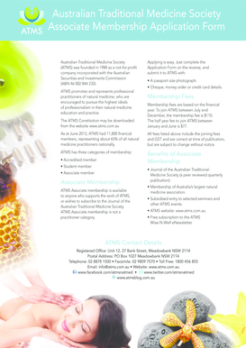 Australian Traditional Medicine Society Associate Membership Application Form