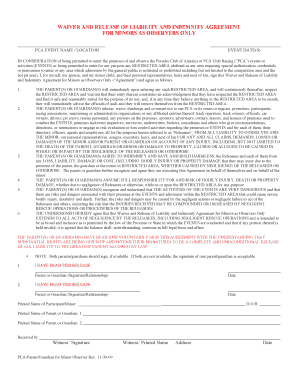 Porsche Club of America Minor Observer Waiver