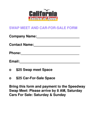 Swap Meet and Car-For-Sale Form