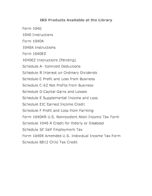 IRS Form 1040 and Schedules