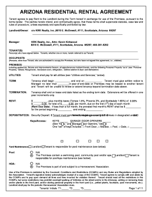 Arizona Residential Rental Agreement