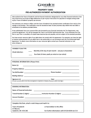 Property Tax Pre-Authorized Payment Authorization