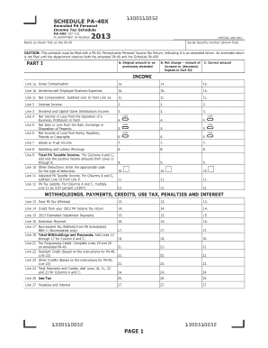 PA-40X Amended Personal Income Tax Schedule