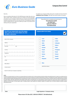 Euro Business Guide Company Data Control Form
