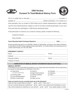 USA Hockey Medical Consent Form