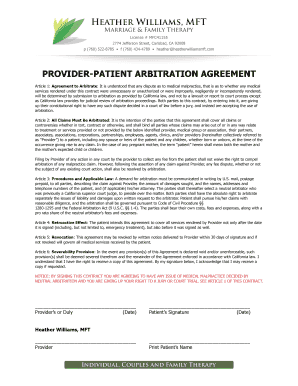 PROVIDER-PATIENT ARBITRATION AGREEMENT