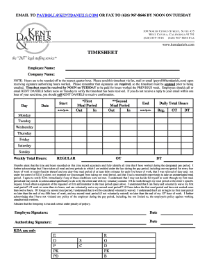 Weekly timesheet template word - EMAIL TO PAYROLL KENTDANIELS