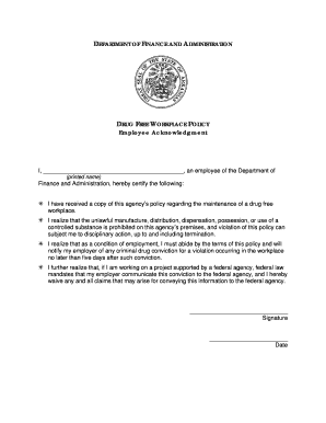 DRUG FREE WORKPLACE POLICY - dfa arkansas