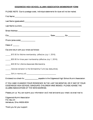 EDGEWOOD HIGH SCHOOL ALUMNI ASSOCIATION MEMBERSHIP FORM - edgewoodalumni