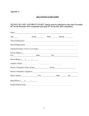 Registration Form Art Contest. art competition and exhibition