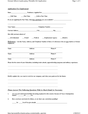 free printable job application