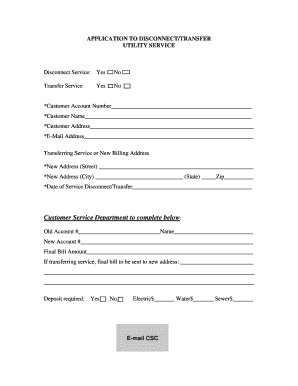 Fillable Online APPLICATION TO DISCONNECT.doc Fax Email Print - pdfFiller