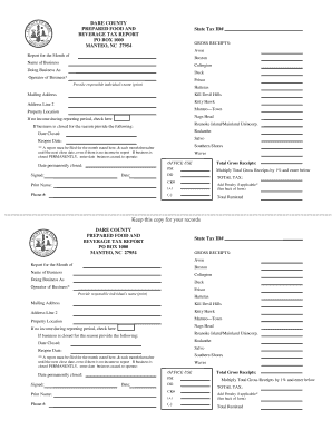 Dare County Prepared Food and Beverage Tax Report