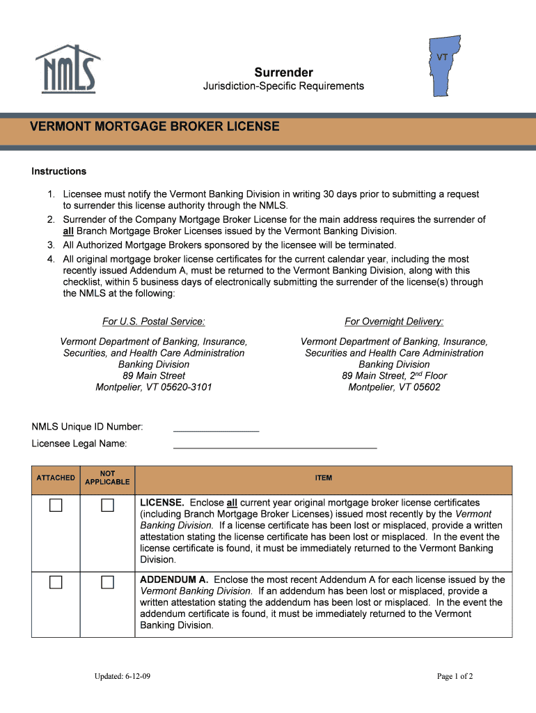 Fillable Online mortgage nationwidelicensingsystem Surrender of the Company Mortgage Broker