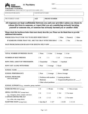 Fillable Online mydoctor kaiserpermanente CONFIDENTIAL ADOLESCENT Fax ...