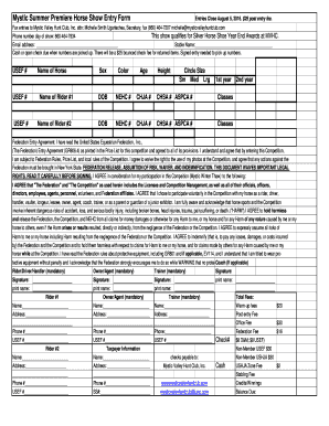 Mystic Summer Premiere Horse Show Entry Form Entries Close ...