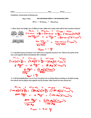 Conservation Of Momentum Worksheet Answers - Fill and Sign Printable  Template Online