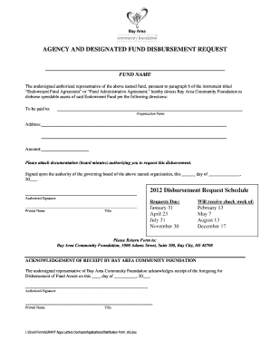 AGENCY AND DESIGNATED FUND DISBURSEMENT REQUEST ...