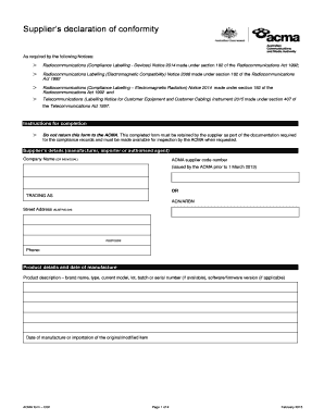 Supplier s declaration of conformity