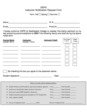 Short bio examples - DSPS Instructor Notification Request Form - Saddleback College - saddleback