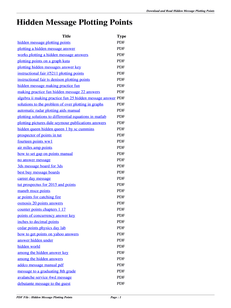 Fillable Online Hidden Message Plotting Points. hidden message plotting