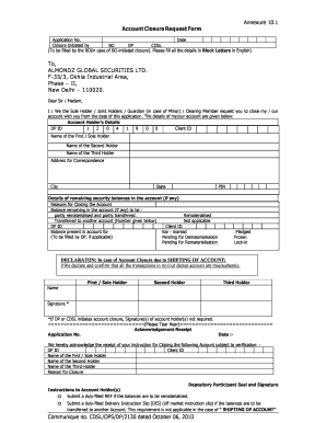 Annexure 10.1 : Account Closure Request Form - Fill and Sign Printable ...