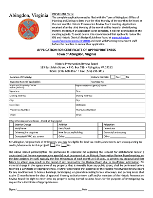 Application for Certificate of Appropriateness