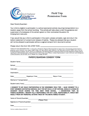 Field Trip Permission Form