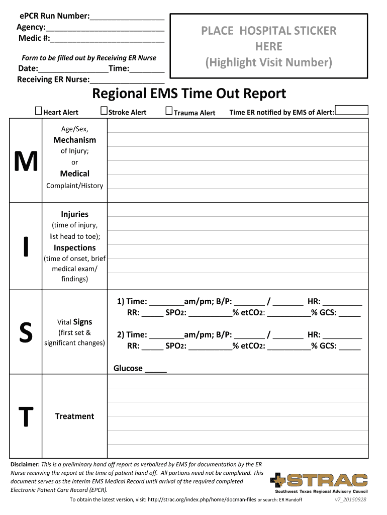 Printable Nursing Report Sheet To Emergency Room - Fill Online Pertaining To Nursing Handoff Report Template