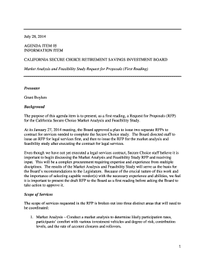 Ar11 osu - Market Analysis and Feasibility Study Request for Proposals (First Reading). California Secure Choice Retirement Savings Investment Board, Market Analysis and Feasibility Study Request for Proposals (First Reading) - treasurer ca