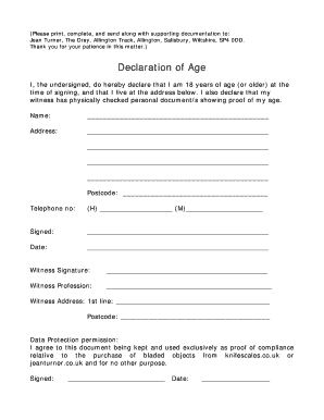 Proof of Age Declaration - jeanturner co