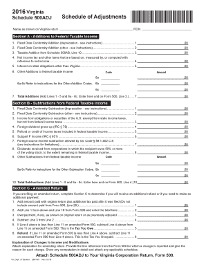 Virginia Schedule 500ADJ 2016