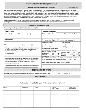 Carlsbad Beach Hotel Employment Application