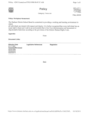 DDSB Policy, Reg and Proc 4245 Workplace Harassment - d13 osstf
