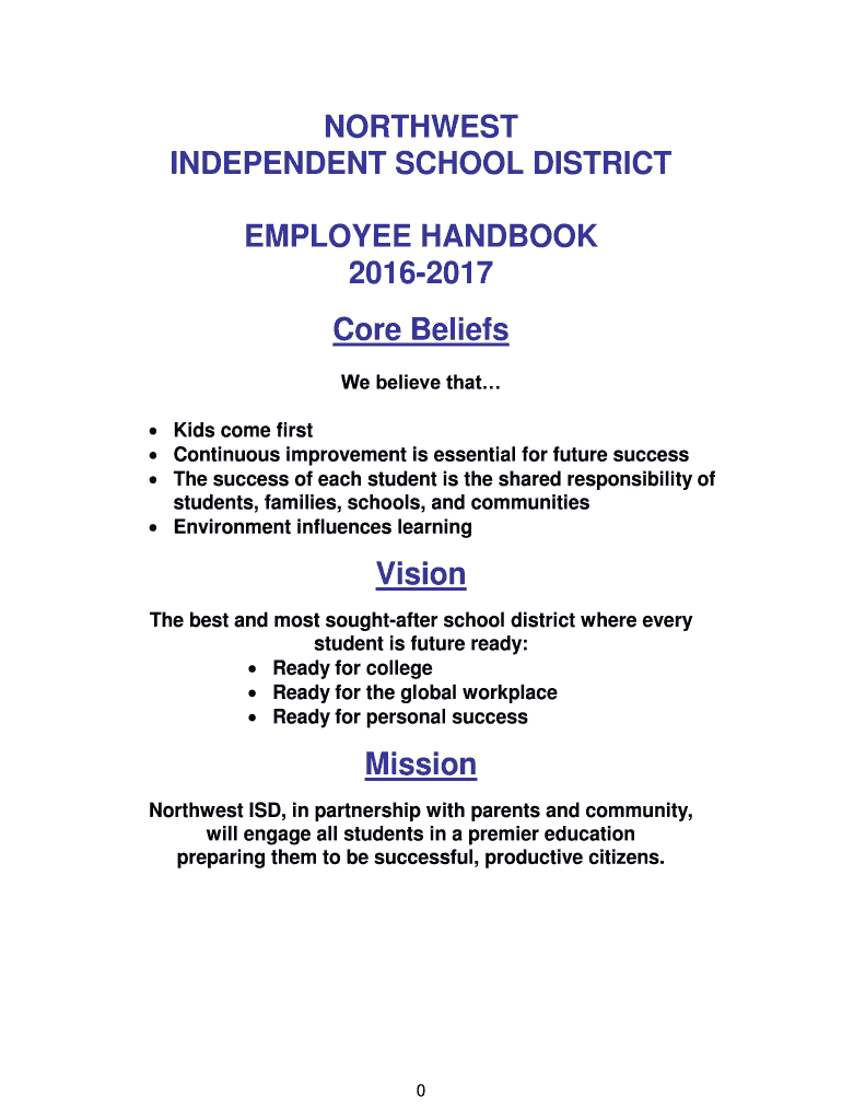 Fillable Online nisdtx NORTHWEST INDEPENDENT SCHOOL DISTRICT EMPLOYEE Fax Email Print pdfFiller