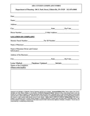 Chief complaint example - ADA CITIZEN COMPLAINT FORM