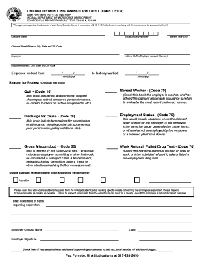 Indiana Unemployment Insurance Protest Form
