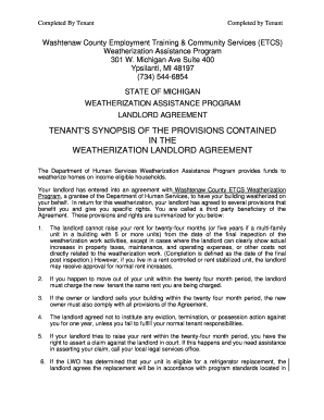 Michigan Weatherization Landlord Agreement