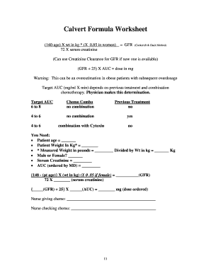 Fillable Online Calvert Formula Worksheet Fax Email Print - pdfFiller