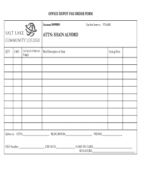 Fillable Online OFFICE DEPOT FAX ORDER FORM Fax Email Print - pdfFiller