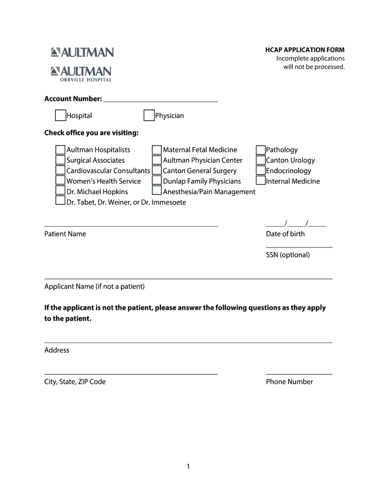 Fillable Online HCAP APPLICATION FORM Fax Email Print pdfFiller